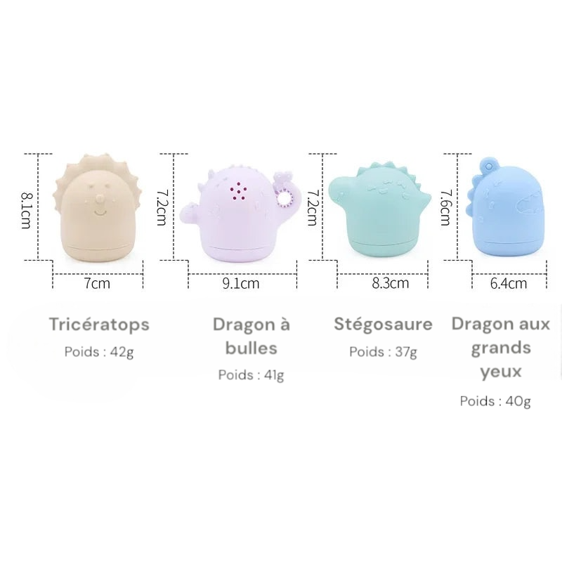 Jouets de bain en silicone mignons animaux