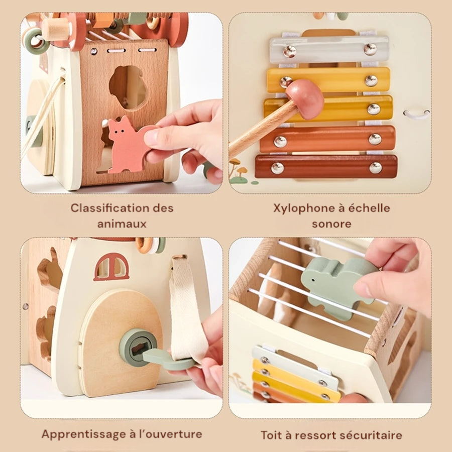 Jouets montessori en bois en forme de champignon