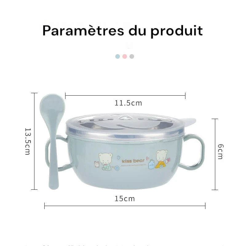 Bol d'alimentation pour bébé en acier inoxydable