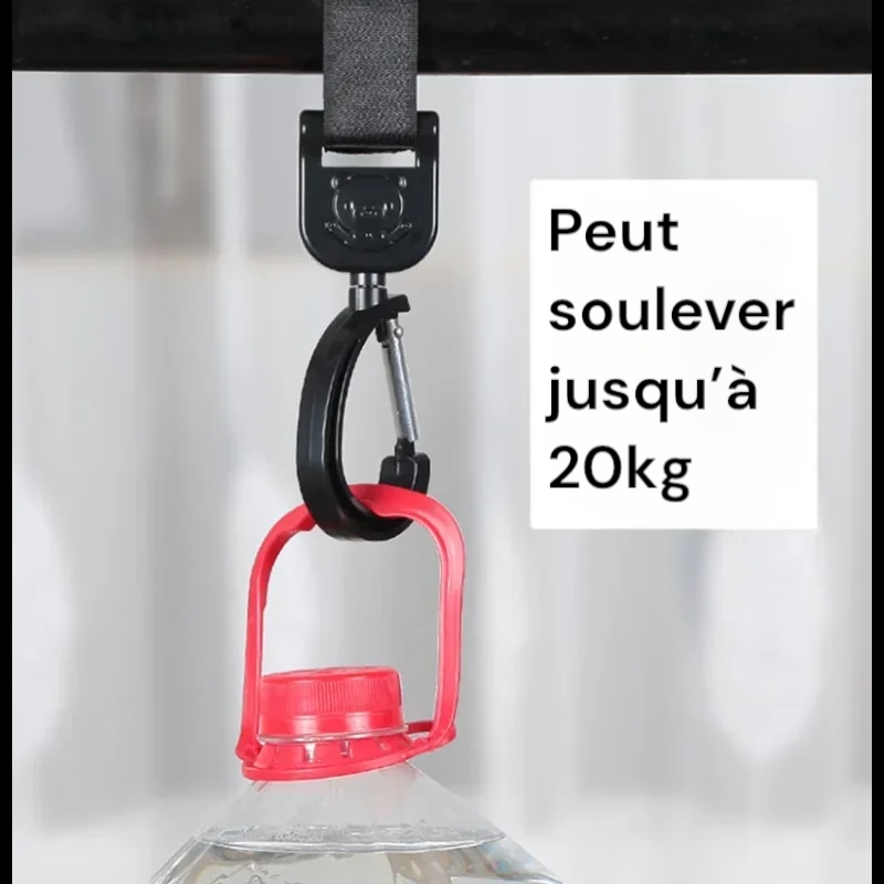 Crochets pour poussette bébé, rotation à 360 degrés
