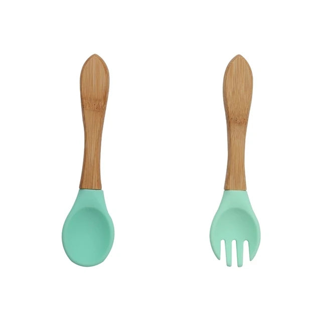 Lot de 4 assiettes à ventouse en bambou