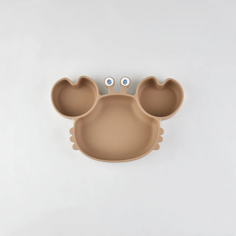 Assiette à manger en silicone motif crabe